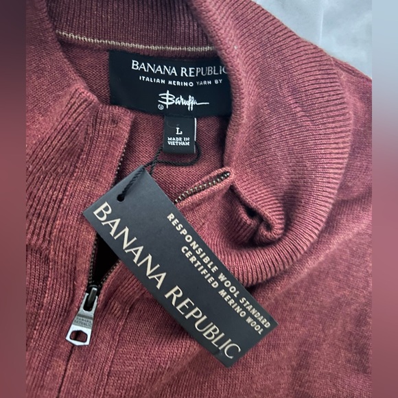 Banana Republic Italian Merino Wool Sweater Half-Zip Zegna Baruffa Large NEW NWT - Picture 7 of 7